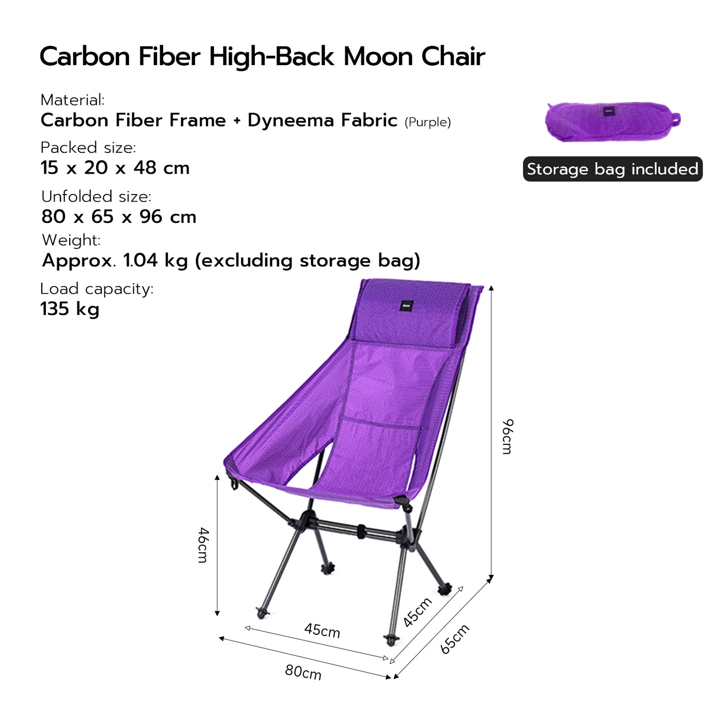 Gooutspringhill Carbon Fiber High-back Moon Chair