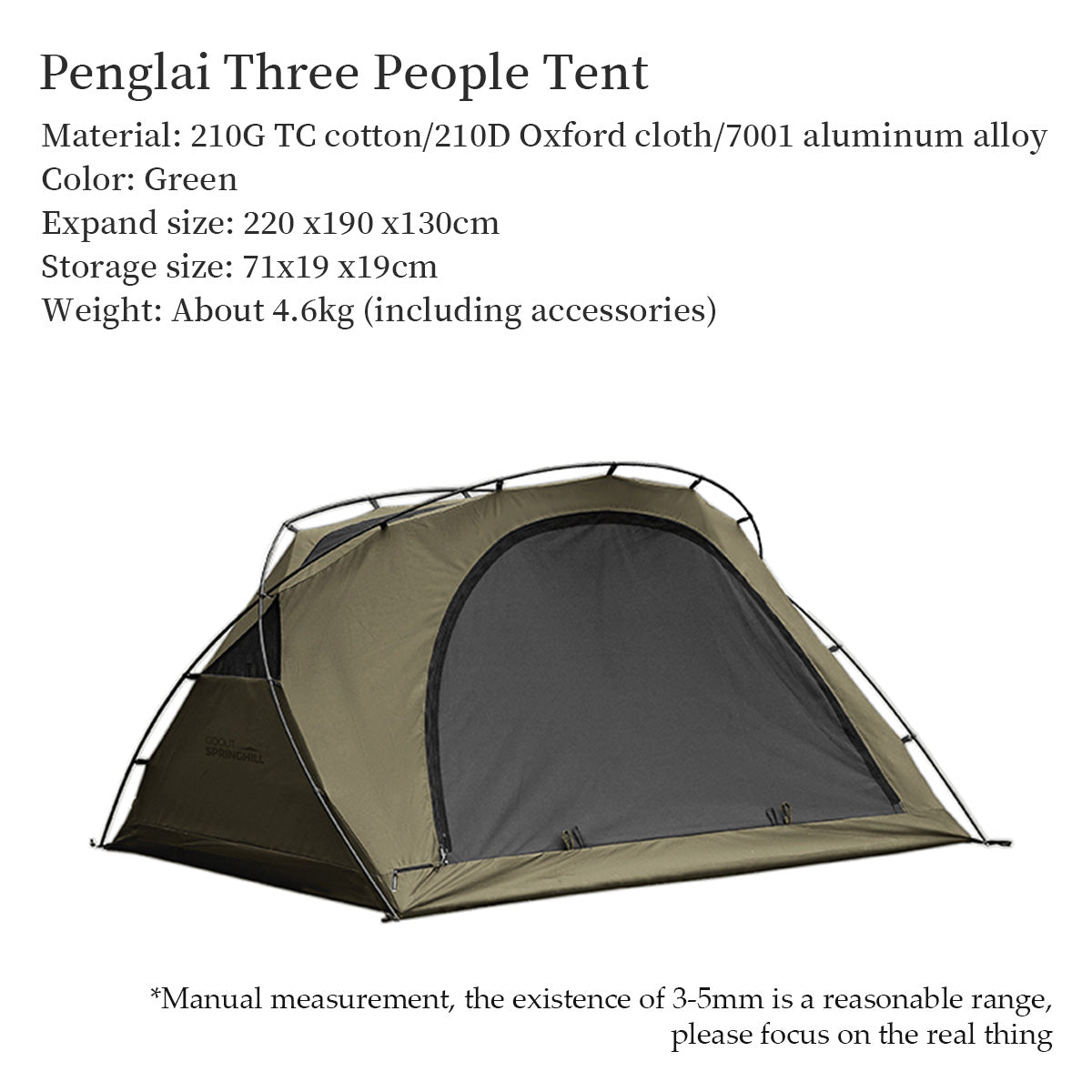 Springhill Camping Tent 1/2/3 Person Tents - gooutspringhill