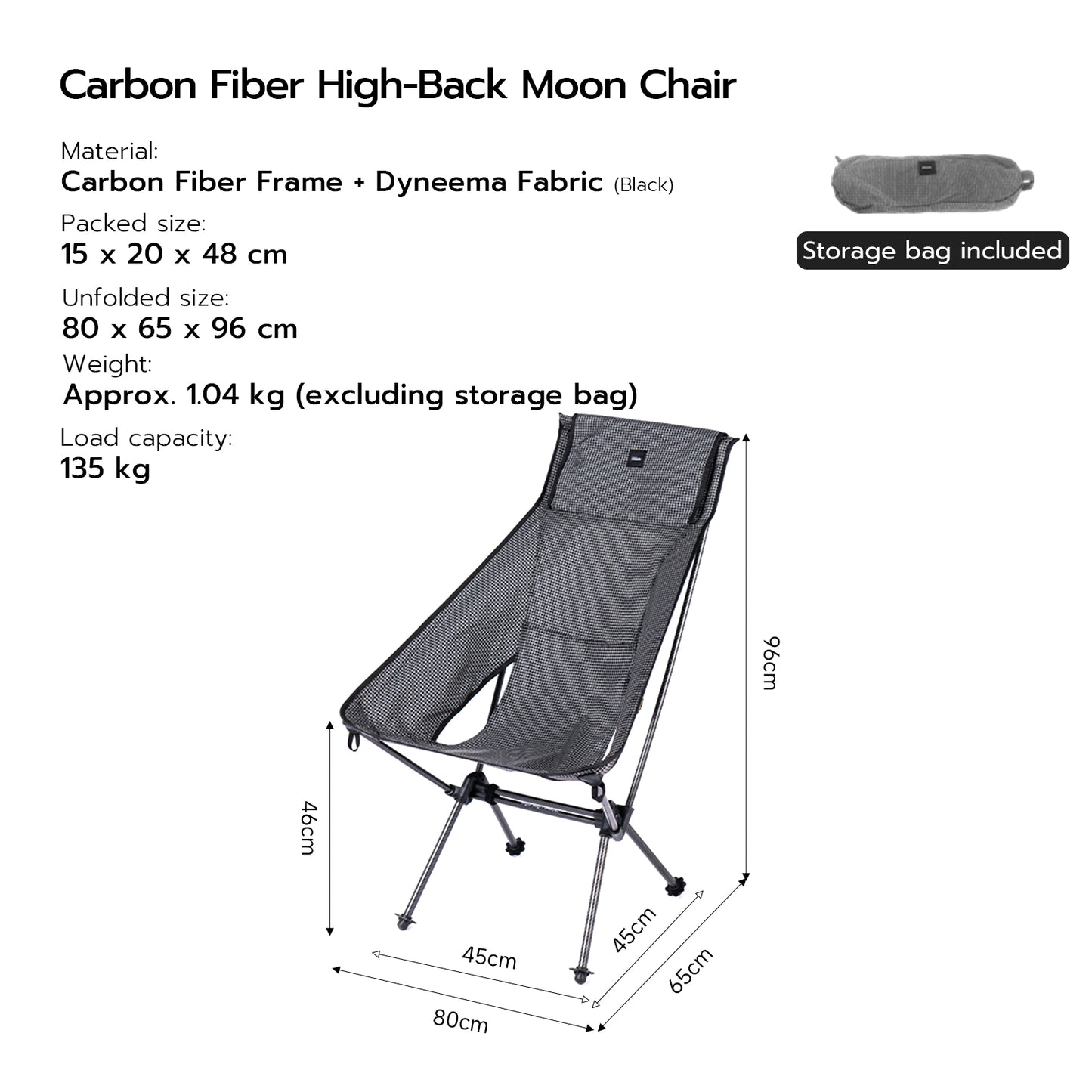 Gooutspringhill Carbon Fiber High-back Moon Chair