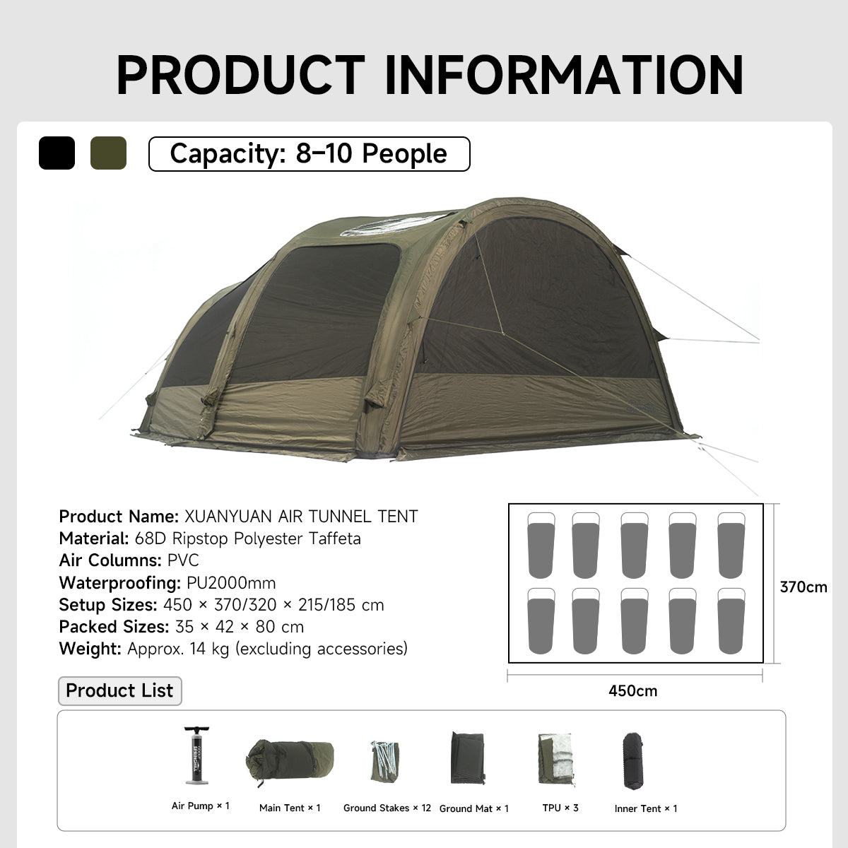 Gooutspringhill Air Tunnel Tent