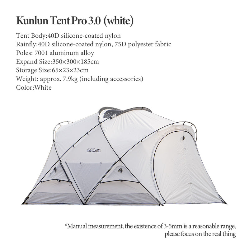 Kunlun Nylon Camping Tent Pro 3.0 White - gooutspringhill