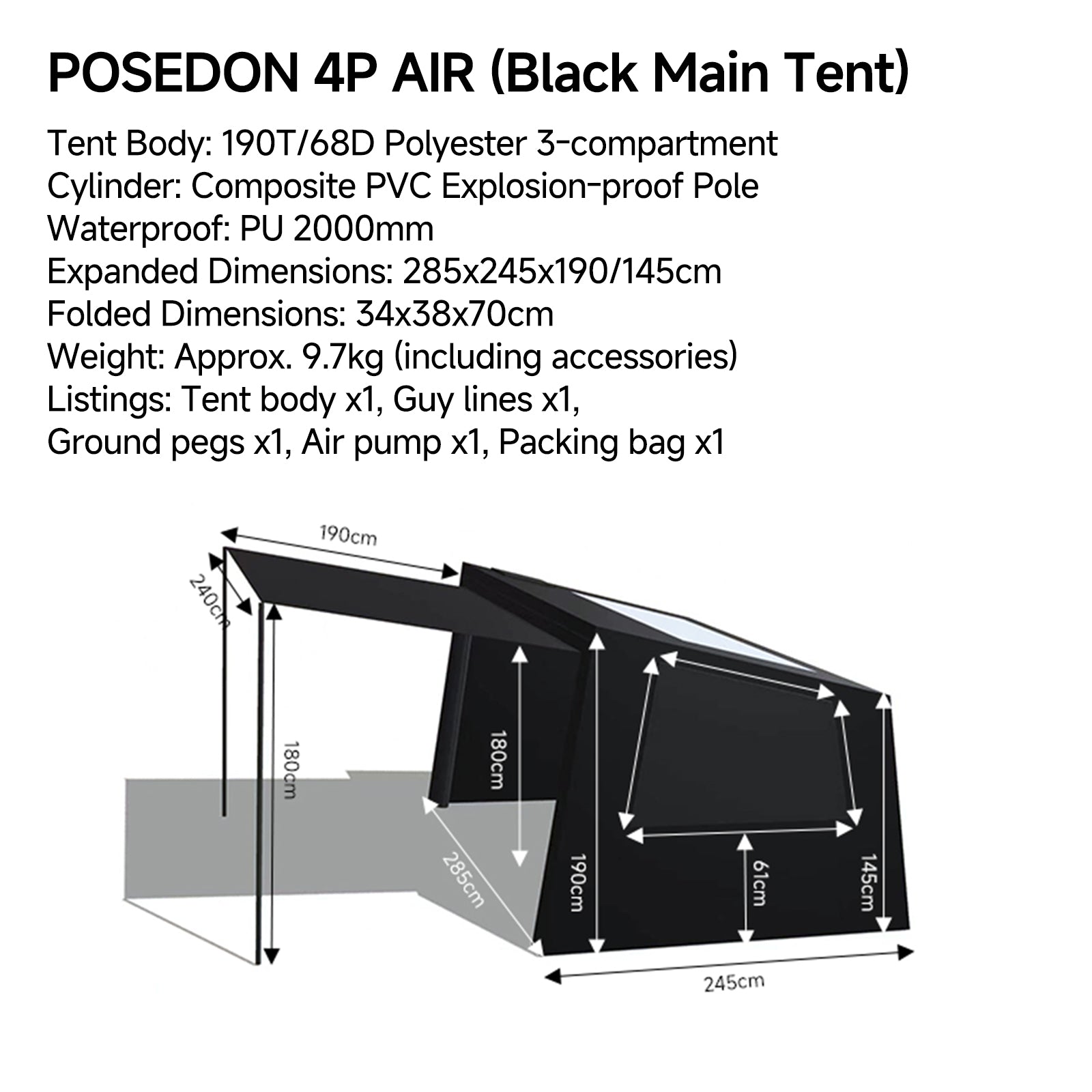 Springhill POSEDON 4P AIR Tent – gooutspringhill