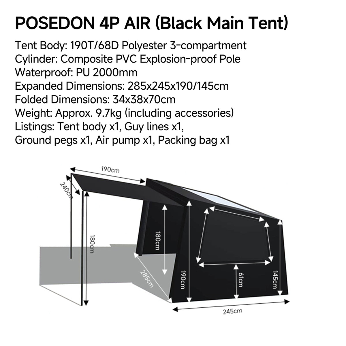 Springhill POSEDON 4P AIR Tent – gooutspringhill