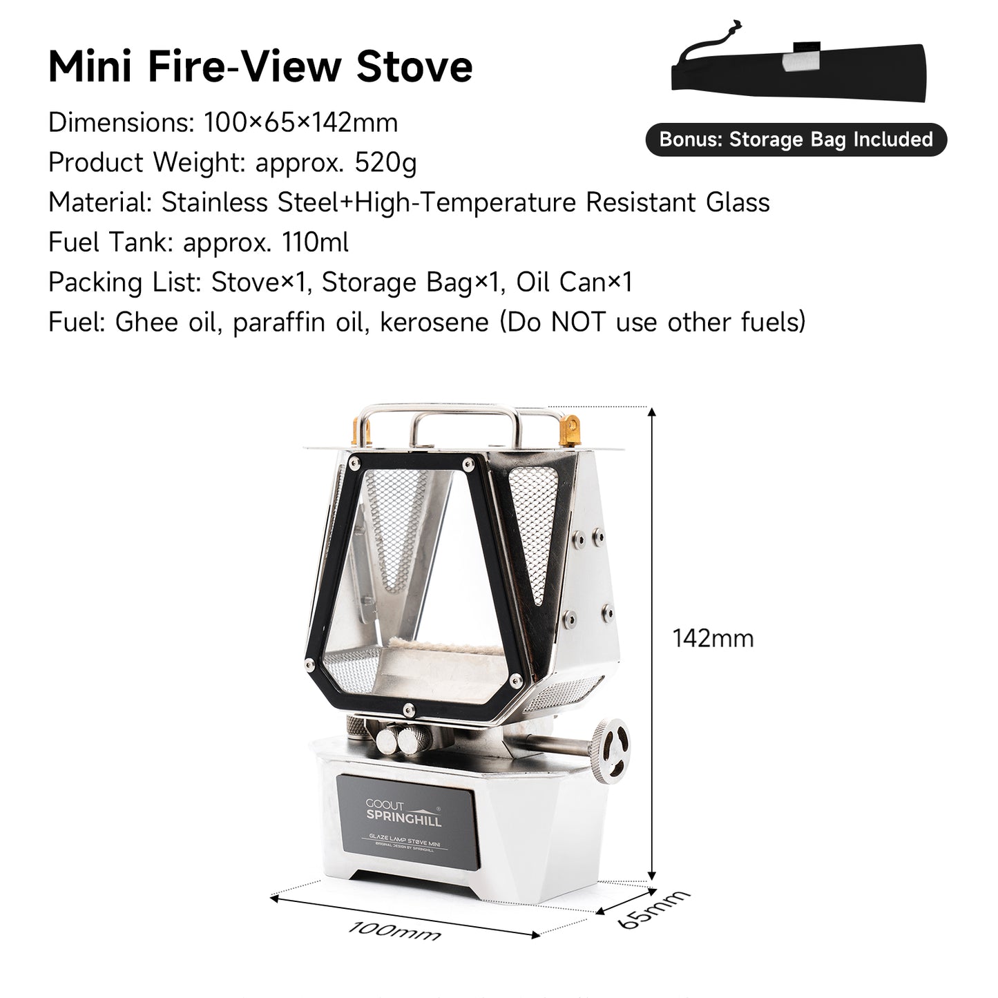 Gooutspringhill Mini Fire-view Stove